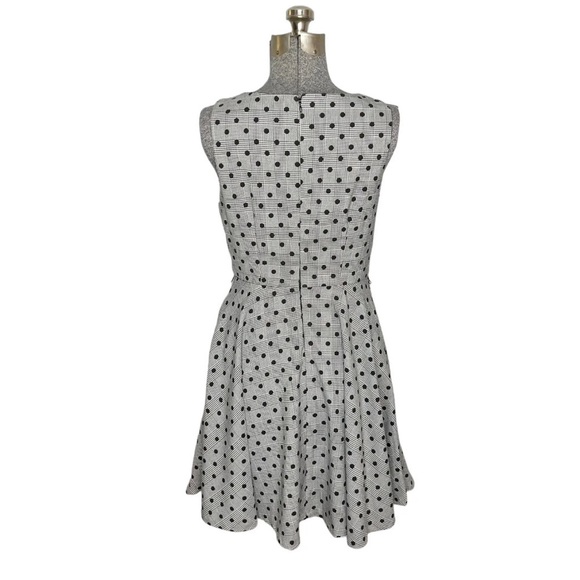 Elle Gray Glen Plaid Polka Dot Houndstooth Fit & Flare Sleeveless Dress - Picture 6 of 14
